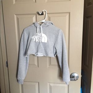 cropped north face hoodie